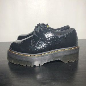 Dr Martens 1461 Quad Womens Size 7 Leopard Emboss Patent Leather Platform Shoes